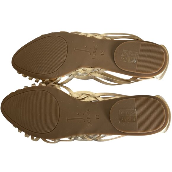 NWOB JCrew Huarache Sandals Woman's sz 12 Gold Metallic Basketweave Flat Heel - Picture 10 of 12